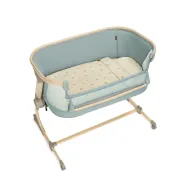 Patut co-sleeper, Jane, Babyside III, Reglabil in 6 pozitii pe inaltime, Cu lenjerie si roti, Pana la 9 kg, 0 luni+, 85x60x66 cm, EN 1130:2019, EN 16890:2017 +A1:2021, Botanic