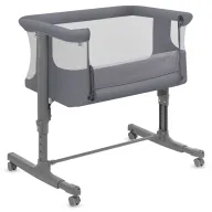 Patut co-sleeper, Lionelo, Aurora, 3 in 1, Cu leganare si setare unghiulara, Saltea cu densitate T25 si geanta transport, Reglabil in 5 pozitii pe inaltime, Pana la 9 kg, 0 luni+, 85x60x66 cm, EN 1130:2019+AC:2020, EN 16890:2, Granit