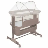 Patut co-sleeper, Lionelo, Jodie, Multifunctional, Reglabil in 6 pozitii pe inaltime, Saltea cu densitate T25, Functie de leganare, Cu plasa de tantari, Buzunar depozitare, Geanta transport,  84x48x70-80 cm, Taupe