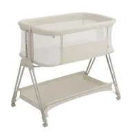 Patut co-sleeper, Lionelo, Luna Close&Cosy, 2 in 1, Cu laterala culisanta, Cu setare unghiulara, Cu roti, Reglabil in 6 pozitii pe inaltime, Alb