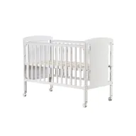 Patut din lemn bebe, 120x60 cm, Cu laterala culisanta, Din lemn de pin si mdf, Cu roti, Cu sina speciala pentru dentitie, Qmini, Mara
