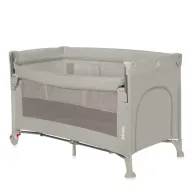 Patut pliant multifunctional, Lionelo, Ellen, Cu laterala culisanta, Nivel suplimentar, Intrare laterala cu fermoar, 2 roti, Saltea pliabila si geanta de transport incluse, 0- 36 luni, Pana la 15 kg, 120x60 cm, Conform cu  EN 716, Bej