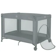 Patut pliant, Lionelo, Amelie, Cu intrare laterala, 100.5×70.5 cm, Include salteluta, roti, geanta pentru transport, Constructie usoara- 7 kg, Cadru stabil din otel, Gri