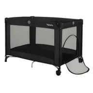 Patut pliant, Lionelo, Amelie, Cu intrare laterala, 100.5×70.5 cm, Include salteluta, roti, geanta pentru transport, Constructie usoara- 7 kg, Cadru stabil din otel, Negru