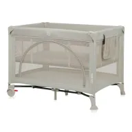 Patut pliant, Lionelo, Laura, 102 x 74 cm, Cu doua nivele, Functie de tarc, Cu roti, Include salteluta si geanta de transport, Pereti din plasa, Deschidere laterala, Pana la 15 kg, 0 luni +, Bej