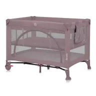 Patut pliant, Lionelo, Laura, 102 x 74 cm, Cu doua nivele, Functie de tarc, Cu roti, Include salteluta si geanta de transport, Pereti din plasa, Deschidere laterala, Pana la 15 kg, 0 luni +, Roz