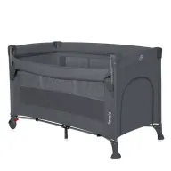 Patut pliant multifunctional, Lionelo, Ellen, Cu laterala culisanta, Nivel suplimentar, Intrare laterala cu fermoar, 2 roti, Saltea pliabila si geanta de transport incluse, 0- 36 luni, Pana la 15 kg, 120x60 cm, Conform cu  EN 716, Gri