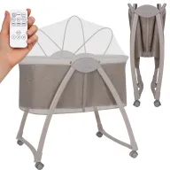 Patut si balansoar portabil Lionelo, Gaya 2 in 1, cu functie de leganat si muzica, 3 viteze de leganat reglabile, saltea T25, controlat prin telecomanda sau panou, pana la 9 kg, 0 luni+, 93 x 68 x 81 cm, bej latte