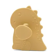 Black Friday - Reduceri Perie de baie, New Baby, Din silicon, Cu peri moi, Maner ergonomic, Pentru pielea sensibila, 8x11 cm, 0 luni+, Dinosaur/Beige Promotie