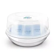 Sterilizator pentru microunde, Philips Avent, Gata in 2 min., Pentru pompe de san, suzete, tacamuri, biberoane, Alb