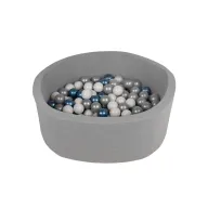Piscina uscata, BabyTrold, Cu 100 bile, Fara ftalati si BPA, Husa detasabila, 90x90x30 cm, 18 luni+, Gri