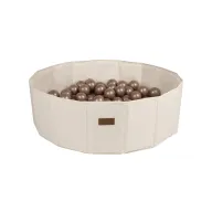 Piscina uscata pliabila, BabyTrold, Cu 100 bile, Fara ftalati si BPA, 80x80x25 cm, 18 luni+, Bej