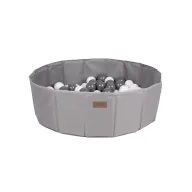 Piscina uscata pliabila, BabyTrold, Cu 100 bile, Fara ftalati si BPA, 80x80x25 cm, 18 luni+, Gri