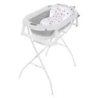 Black Friday - Reduceri Pachet cadita pliabila + suport, Primabobo, Genua Premium, Cu termometru, dop si suport anatomic, Conform cu standardul european de securitate EN71, 80 x 50 x 22, Gri Promotie