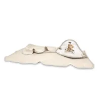 Prosop cu gluga, MimiNu, Mare, Dimensiune 100x100 cm, Din bumbac si bambus fleece, Materiale certificate Oeko Tex Standard 100, Tedy bear dreams beige