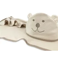 Black Friday - Reduceri Prosop cu gluga, Qmini, Mare, Cu broderie si urechi, Dimensiune 100x100 cm, Din tricot termo-terry din bambus, Materiale certificate Oeko Tex Standard 100, Teddy Bear Beige Promotie