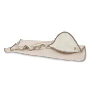 Black Friday - Reduceri Prosop cu gluga, Qmini, Mare, Dimensiune 100x100 cm, Din bambus si bumbac interlock, Din materiale certificate Oeko Tex Standard 100, Beige Promotie