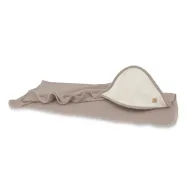 Prosop cu gluga, Qmini, Mare, Dimensiune 100x100 cm, Din bambus si bumbac interlock, Din materiale certificate Oeko Tex Standard 100, Mocha/Beige