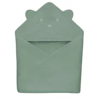 Prosop de baie, Lionelo, Cu gluga, Din muselina, 100% bumbac, 80x80 cm, Absorbtie eficienta, Verde
