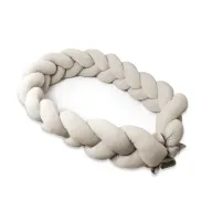 Protectie laterala, MimiNu, Pentru patut, Tip Bumper impletit, Din catifea, 240x23 cm, Soft, Beige