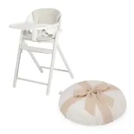 Scaun de masa multifunctional Celia Close&Cosy, Lionelo, Din lemn de fag, 6 luni- adult, Reglabil pe inaltime, Spatar lat, Sezut ergonomic, Tavita silicon, Suport de picioare reglabil, Greutate maxima 90 Kg, Alb