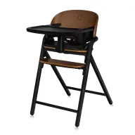 Scaun de masa multifunctional Celia, Lionelo, Din lemn de fag, 6 luni- adult, Reglabil pe inaltime, Husa impermeabila, Tavita silicon, Suport de picioare reglabil, Greutate maxima 90 Kg, Negru