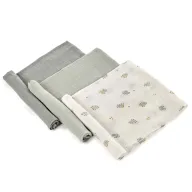 Black Friday - Reduceri Set 3 scutece, Jane, Din muselina de bambus, Hipoalergenice, 80 x 80 cm, Botanic Promotie