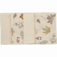 Black Friday - Reduceri Set 4 lavete, Bubaba, Din muselina, Dimensiune 40x40 cm, Pentru spalarea si ingrijirea fetei si a corpului bebelusului dupa masa sau baita, Beige Leafs Promotie