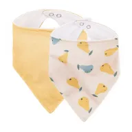 Set bavete bandana, Petite&Mars, Luke, 2 bucati, Bumbac 100% natural, Reglabila cu capse, 3 luni+, Protectie hainute, Bej/Ocru