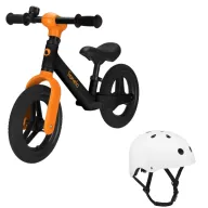 Bicicleta fara pedale, Lionelo, Toni, Cu ghidon si sa reglabile, Ultra usoara, 2.8 Kg, 18 luni+, Sustine 30 kg, Portocaliu + Casca pentru copii, Reglabila 50-56 cm, Alb