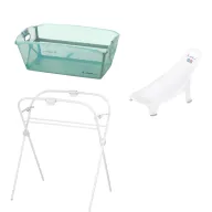 Black Friday - Reduceri Set cadita de baie cu pliere ultra-compacta, Jane, Oasis, 68 x 42 x 26 cm, Suport pliabil si hamac baie Nemo, Conform cu EN 17072:2018, Botanic Promotie