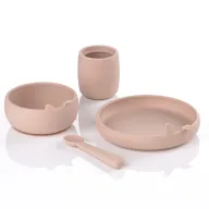 Set complet de masa, Jane, Din silicon, Cu 4 piese, Farfurie, Bol, Lingurita si pahar, Pale