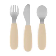 Set complet tacamuri, Petite&Mars, Take&Match, Din silicon si otel inoxidabil, Fara BPA, 12 luni+, Bej