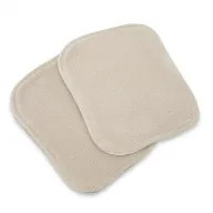 Set de 2 lavete, Qmini, Din bambus si muselina, Pentru ingrijirea corpului bebelusului, Materiale certificate Oeko Tex Standard 100, Mocha Cream si Warm Beige
