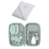 Black Friday - Reduceri Set pentru igiena, Philips Avent: Aspirator nazal, Periuta de dinti pentru deget, Forfecuta, Unghiera, Pile, Pieptan si perie par +  Prosop de baie din bumbac, Qmini, 80x80 cm, Gri Promotie