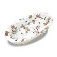 Set pentru landou/cosulet, MimiNu, Cu protectie, saltea si pernuta, Din bumbac certificat Oeko Tex Standard 100, Tedy bear dreams beige