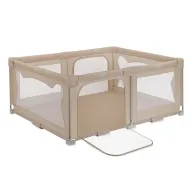 Tarc de joaca copii, Lionelo, Florence Easy Fold, 150 x 180 x 75 cm, Pliere, depliere automata, Include geanta de transport, Din plasa, Cu doua intrari laterale, 0-48 luni, Conform cu EN12227, Bej