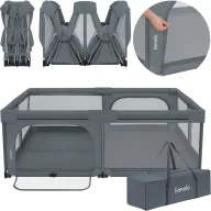 Tarc de joaca copii, Lionelo, Florence Easy Fold XL, 180 x 200 x 68 cm, Pliere, depliere automata, Include geanta de transport, Din plasa, Cu doua intrari laterale, 0-48 luni, Conform cu EN12227, Grey Stone