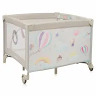 Tarc de joaca, Lionelo, Mille Plus, Pliabil, Include saltea cu densitate T25, 4 jucarii cu velcro, Manere textile, Geanta de transport, Cu roti si inchidere laterala, Pereti din plasa pentru vizibilitate si aerisire, 100 x 100 x 77 cm, Bej