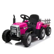 Tractor electric pentru copii, Baby Mix, 2 motoare, 12V, Cu lumini LED si sunete, Telecomanda parentala, Erick Pink