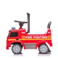 Vehicul ride-on, BabyTrold, Masina de pompieri, Model Mercedes, Cu lumini si sunete, Spatiu pentru depozitare, 12 luni+, 62.5x28.5x45 cm, Rosu