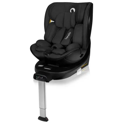 Baza scaun auto i-Size, Lionelo, Moxie, Rotativa 360, Cu isofix si picior stabilizator, Cu indicatori pentru instalare corecta, Negru