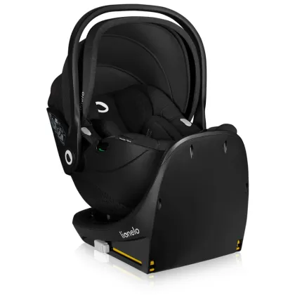 Baza scaun auto i-Size, Lionelo, Moxie, Rotativa 360, Cu isofix si picior stabilizator, Cu indicatori pentru instalare corecta, Negru