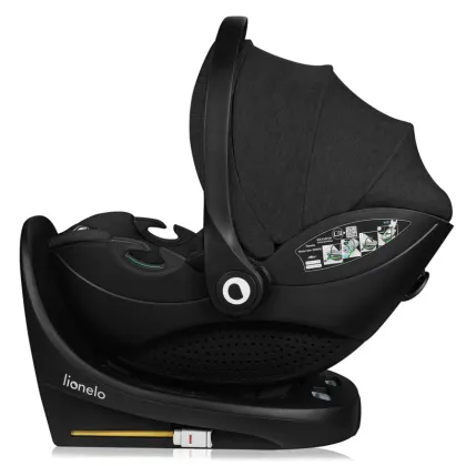 Baza scaun auto i-Size, Lionelo, Moxie, Rotativa 360, Cu isofix si picior stabilizator, Cu indicatori pentru instalare corecta, Negru