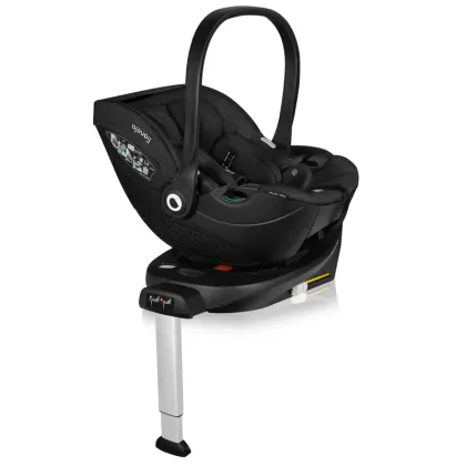 Baza scaun auto i-Size, Lionelo, Moxie, Rotativa 360, Cu isofix si picior stabilizator, Cu indicatori pentru instalare corecta, Negru