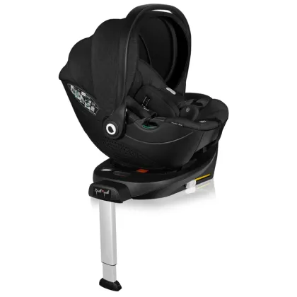 Baza scaun auto i-Size, Lionelo, Moxie, Rotativa 360, Cu isofix si picior stabilizator, Cu indicatori pentru instalare corecta, Negru