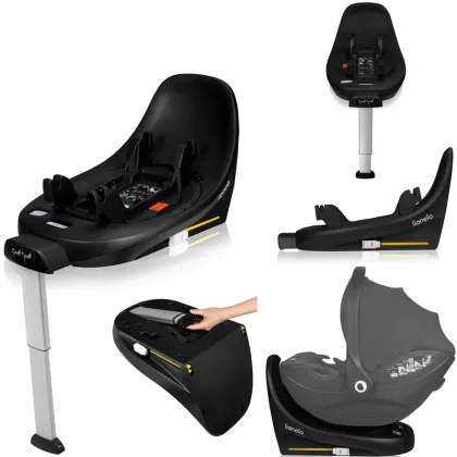 Baza scaun auto i-Size, Lionelo, Moxie, Rotativa 360, Cu isofix si picior stabilizator, Cu indicatori pentru instalare corecta, Negru