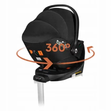 Baza scaun auto i-Size, Lionelo, Moxie, Rotativa 360, Cu isofix si picior stabilizator, Cu indicatori pentru instalare corecta, Negru
