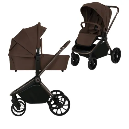 Carucior 2 in 1, Lionelo, Mika Plus, Cadru din aluminiu, Cu landou intarit si salteluta moale, Reversibil, Cu sistem de ventilatie 3D, Cu accesorii, Pana la 22 kg, Conform cu EN1888-1 EN1888-2, EN1466, Mocha Mousse