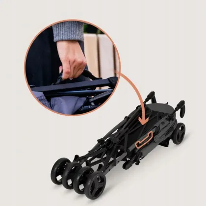 Carucior sport compact, Lionelo, Irma, Spatar ajustabil in 4 pozitii, Suport picioare reglabil, Manere rotative, Pliere tip umbrela, 6- 36 luni, Pana la 15 kg, Conform cu EN1888-1:2018, Gri inchis